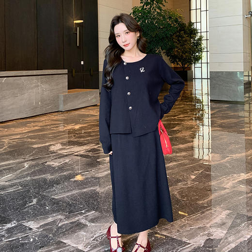 奢姿2024年冬季新款大码女装上衣半裙套装胖妹妹气质小香风两件套9844969152 商品图0