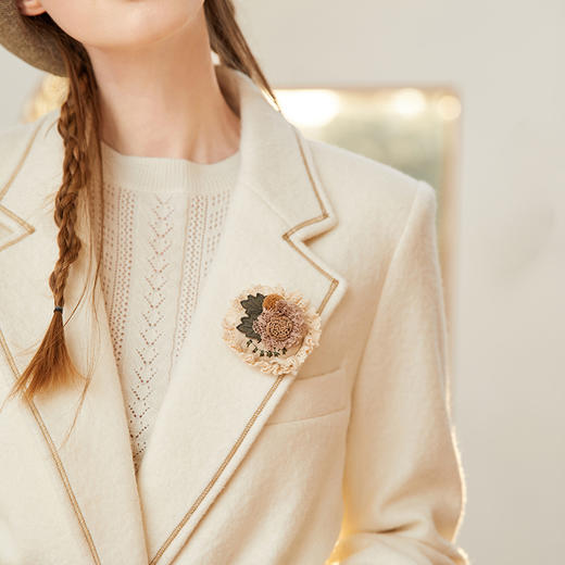 Famecoco范可儿羊毛西装外套女士冬季修身气质通勤小众西服F228AW007 商品图1