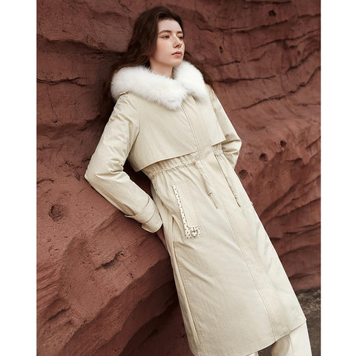 Famecoco范可儿连帽长款羽绒服可拆卸内胆FAB8AH004 商品图2