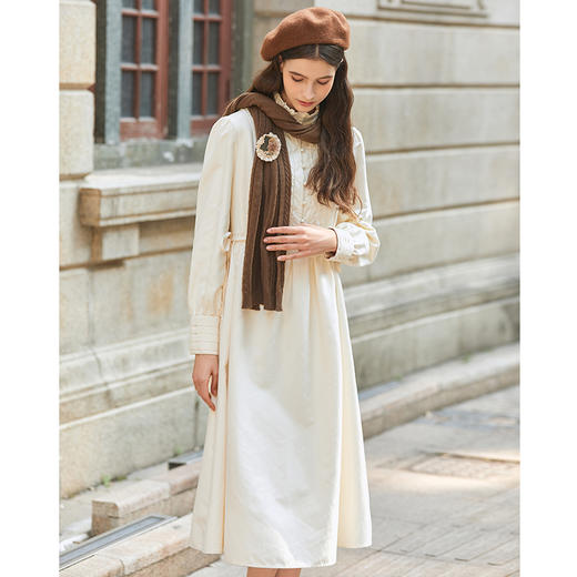 Famecoco冬季内搭立领长袖设计感连衣裙女FAB8FA004 商品图2