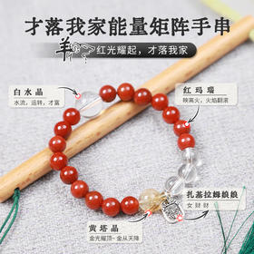 【2025年十二生肖手串】羊女 能量矩阵“才落我家”红玛瑙白水晶手串手链 女士单圈手串配饰【羊女-建议戴左手】