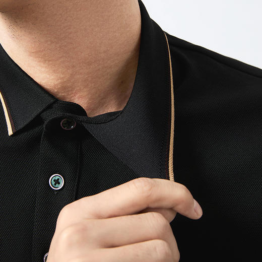 【不变形领】柒牌polo衫男长袖春季新款休闲商务含桑蚕丝翻领上衣128T71730 商品图2