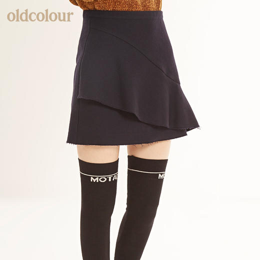 oldcolour欧珂秋冬高腰半身裙女秋百搭不规则a字秋季短款 商品图3