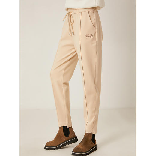 Famecoco范可儿毛呢裤女秋冬百搭针织休闲裤F198GA004 商品图1