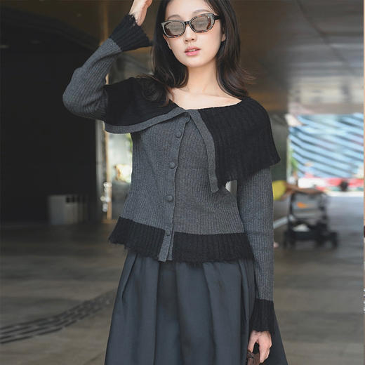 【顺丰包邮】35428 洛诗琳设计感海军领羊毛马海毛针织毛衣女1217 商品图0