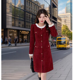 奢姿2025年秋冬新款大码女装拼接圆领裙子胖妹妹花边减龄连衣裙9944891372