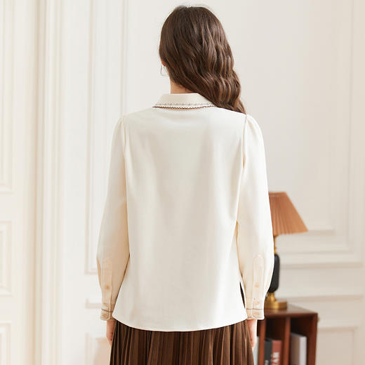 Famecoco范可儿女士系带长袖衬衣优雅通勤FAB8BH021 商品图2