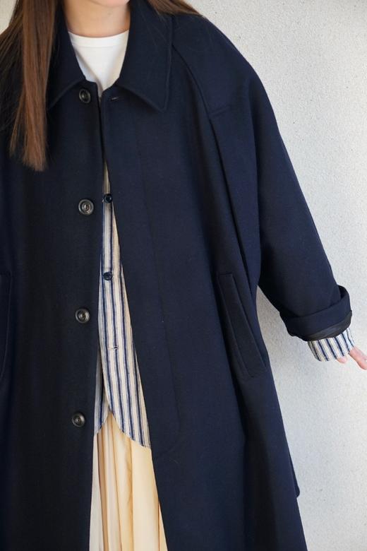 ECOLE DE CURIOSITES 深海军蓝洛登羊毛披风大衣(全内衬) 商品图5