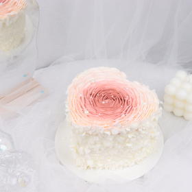 【一见倾心】动物奶油粉色爱心渐变玫瑰蛋糕，送女神告白专用（深圳幸福西饼）