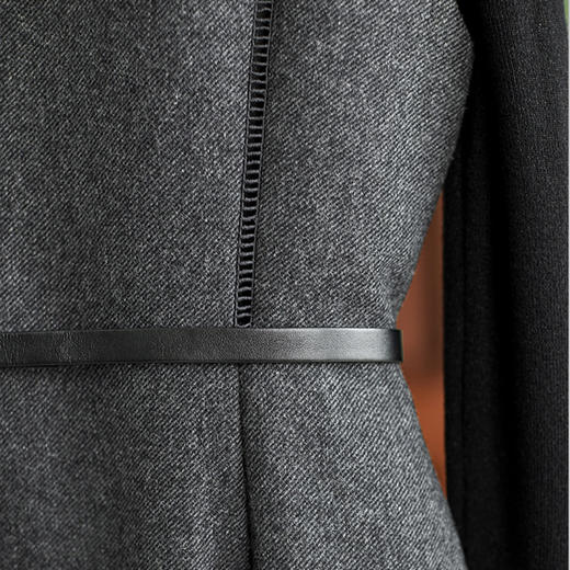 【高货wl】全新升级【铂金会员413/天猫559/差价146】(01804) 洛诗琳秋冬半高领钉珠打底衫时尚V领背心裙收腰两件套 商品图4