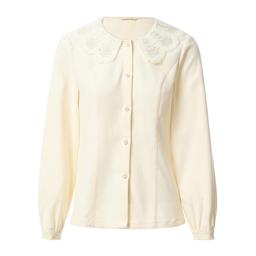 Famecoco娃娃领长袖打底衬衫纯色减龄内搭衬衣FAB8BH012 商品图0