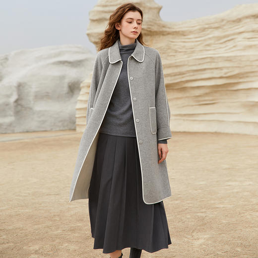 Famecoco范可儿百褶裙长款秋冬保暖百搭款加厚附腰带FAB8HA010 商品图3