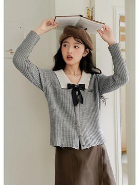 减龄演绎 !学院风撞色翻领套头毛衣