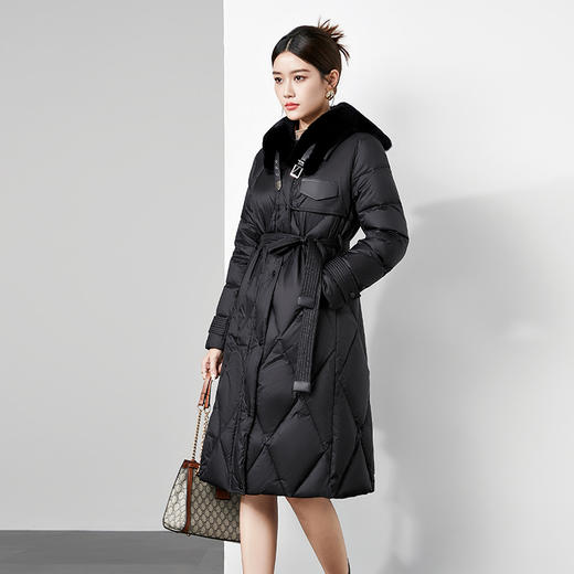 时尚中长款高级感毛领羽绒服，白鸭绒新款收腰女式羽绒外套230140 商品图2