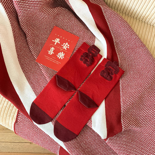 【纯棉材质，柔软舒适】袜子女本命年红袜 冬季过年长袜 女生红棉袜秋冬中筒袜 红色女袜-QQ 商品图9