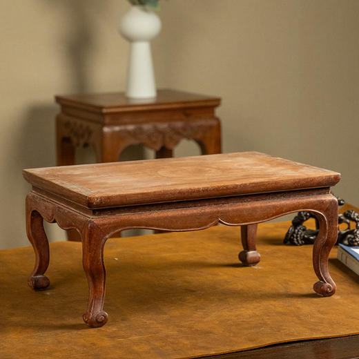 清 黄花梨束腰三弯腿案上几摆件 商品图1