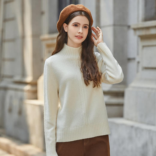 Famecoco范可儿羊毛衫100%纯羊毛套头毛衣百搭打底衫FAB8DB023 商品图1