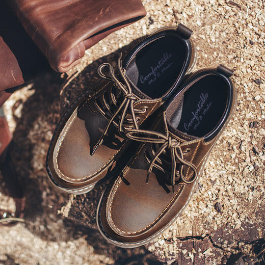 【马登男鞋】美式工装鞋夏季男鞋低帮休闲鞋英伦风马丁靴疯马皮户外大头皮鞋 商品图4