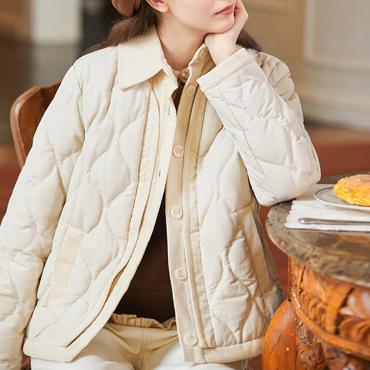 FAMECOCO范可儿衬衫式短款小众轻薄百搭羽绒服女冬款FAB8AJ035 商品图3