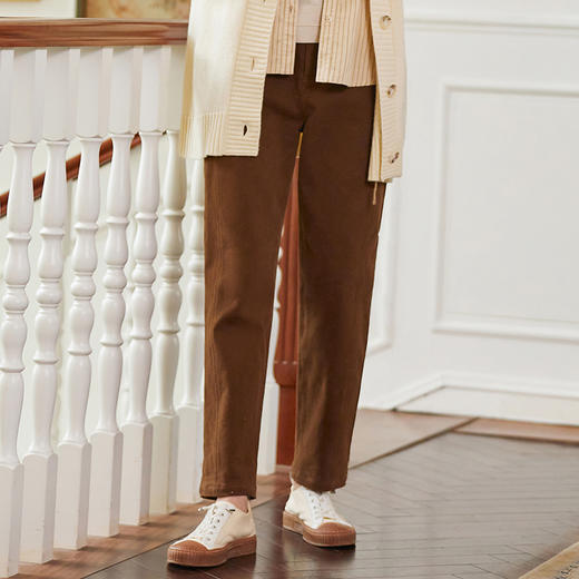 Famecoco范可儿秋冬撞色双腰头休闲长裤女FAB8GA002 商品图1