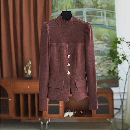 【高货wl】全新升级【铂金会员441/天猫589/差价148】(02549) 洛诗琳法式轻奢时髦圆领钉珠针织上衣时尚半身裙两件套 商品图1