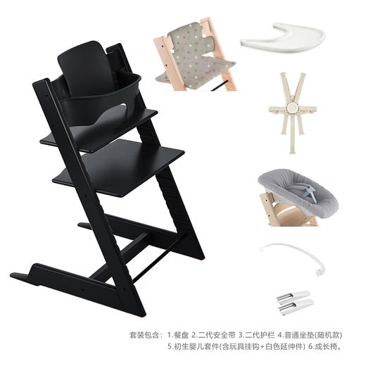 六件套 | 北欧Stokke Tripp Trapp儿童成长椅多功能学坐神器宝宝餐椅 餐椅TT 护栏套件 餐盘 安全带 新生儿套件 普通坐垫(随机款) 商品图2