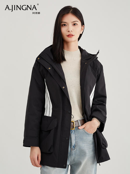 【三季皆宜】阿菁娜城市运动撞色拼接连帽冲锋衣F29D215007 商品图1