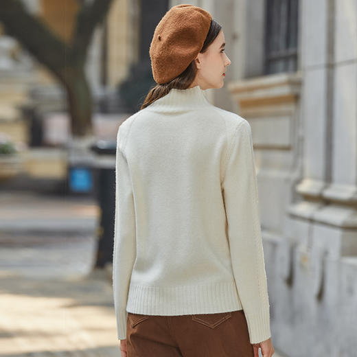 Famecoco范可儿羊毛衫100%纯羊毛套头毛衣百搭打底衫FAB8DB023 商品图2
