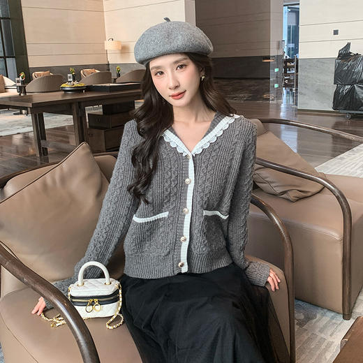 奢姿大码女装2024冬季减龄海军领简约针织衫胖妹妹时尚百搭上衣9844353686 商品图2