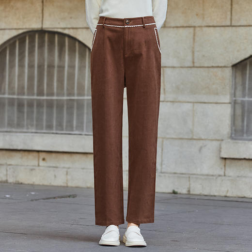 Famecoco范可儿棉质花边通勤休闲裤长裤女FAB8GA003 商品图1