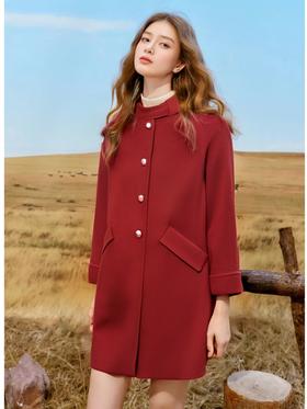 法式优雅红色双面呢外套