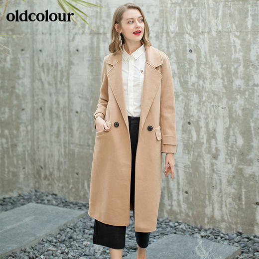oldcolour欧珂长袖双面长款毛呢大衣女过膝长新款修身显瘦 商品图3