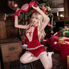 霏慕 圣诞绯色不眠夜深V连衣裙  圣诞节制服性感睡衣情趣内衣纯欲诱惑装高档约会战袍6134 商品缩略图3