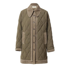 Famecoco范可儿衬衫式轻薄羽绒服通勤优雅女中长款FAB8AL030