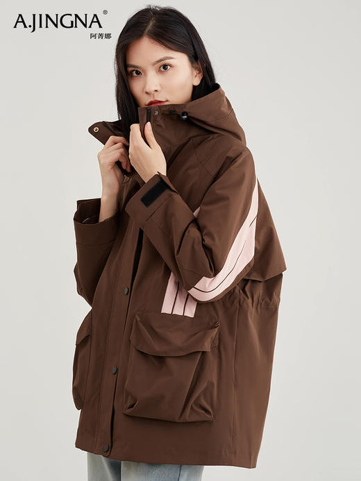 【三季皆宜】阿菁娜城市运动撞色拼接连帽冲锋衣F29D215007 商品图2
