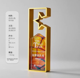 五角星水晶奖杯定制金属高档奖牌年会周年活动颁奖纪念品订制荣休