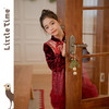 littletime儿童24秋冬中式亮片纱裙酒红礼服裙女童公主丝绒连衣裙 商品缩略图2