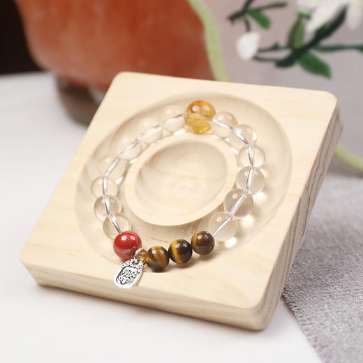 【2025年十二生肖手串】虎女 能量矩阵“收金入手“白水晶朱砂虎睛石手串手链 女士手串配饰单圈【虎女-建议戴右手】 商品图1