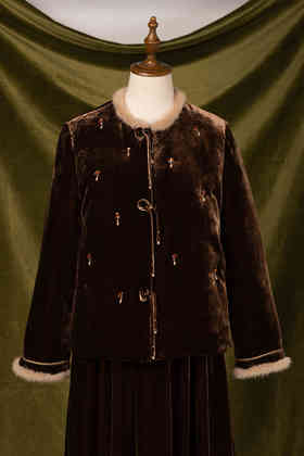 荷言HEYEN 小凯司令 真丝丝绒夹棉对襟苏手工外套宝宝款