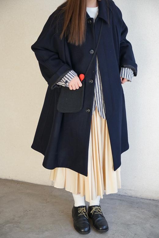 ECOLE DE CURIOSITES 深海军蓝洛登羊毛披风大衣(全内衬) 商品图0