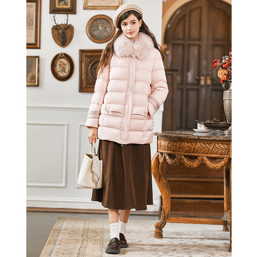 Famecoco范可儿纯棉加厚A字半身裙女秋冬伞裙百搭显瘦FAB8HA001 商品图4