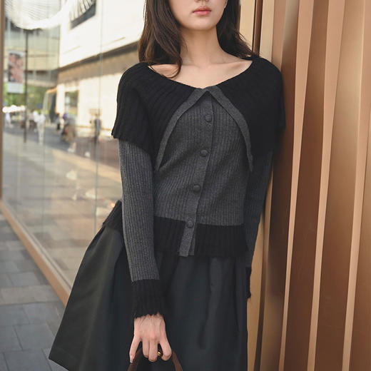 【顺丰包邮】35428 洛诗琳设计感海军领羊毛马海毛针织毛衣女1217 商品图3