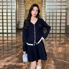 奢姿2024年冬季新款大码女装休闲气质两件套胖妹妹绣花V领套装9844969406