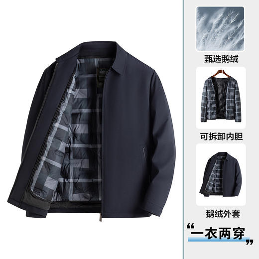 【鹅绒服】罗蒙一衣两穿老干部羽绒服男冬季加厚男士羽绒服夹克外套男 商品图0