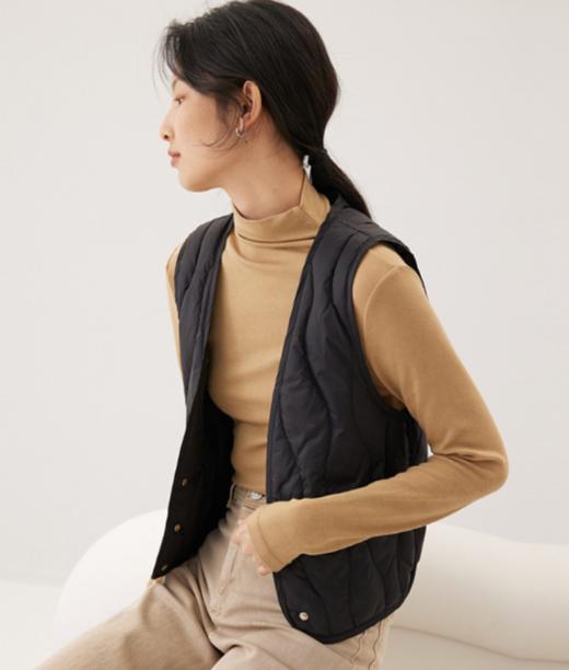 老米优品🎈3-5天！90白鸭绒，轻薄款《简约设计绗缝V领羽绒马甲》人手一件的bi备单品！ 商品图0