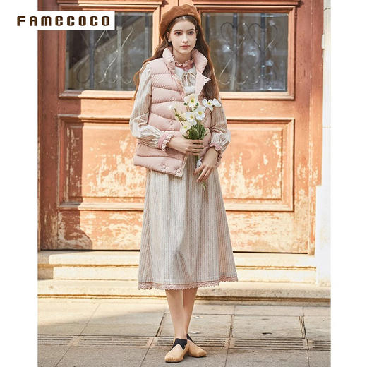 Famecoco范可儿轻薄保暖立领羽绒马甲背心女冬款FAB8CC002 商品图3