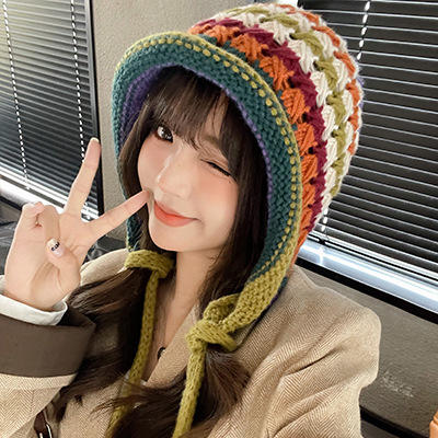 【缤纷多彩！百搭不挑！！！】民族风女必备，流苏球毛线帽，秋冬保暖护耳，手工编织，多彩针织质感。保暖新选择，气质加分；波西米亚风球球针织，不挑脸的百搭款！ 商品图3