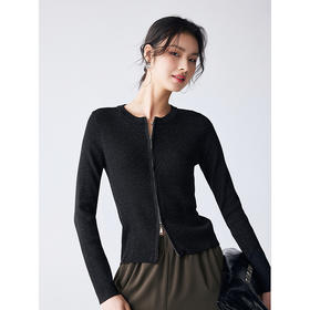 棉仓352606005-圆领坑条星空开衫