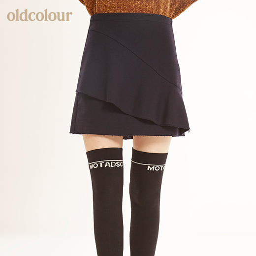 oldcolour欧珂秋冬高腰半身裙女秋百搭不规则a字秋季短款 商品图0