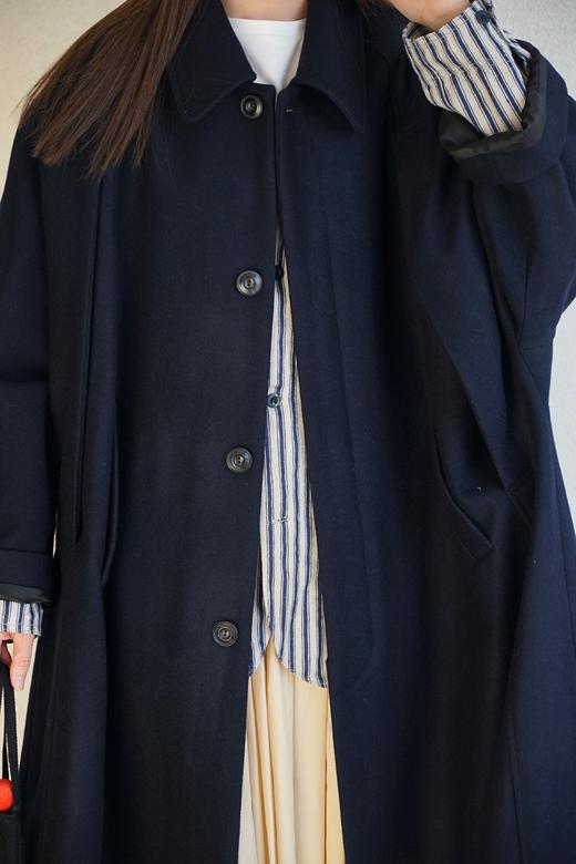 ECOLE DE CURIOSITES 深海军蓝洛登羊毛披风大衣(全内衬) 商品图2
